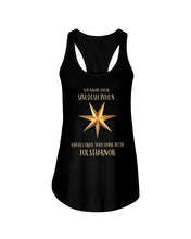 Load image into Gallery viewer, Christmas Star Swedish Julstarnor Black T-Shirt Ladies Flowy Tank