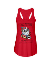 Load image into Gallery viewer, Cute Owl Read Books And Drink Coffee Funny T-Shirt Ladies Flowy Tank