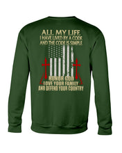 Load image into Gallery viewer, Lived By A Code Back Side T-Shirt Sweatshirt