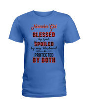 Load image into Gallery viewer, November Girl Blessed By Girl Spoiled By Husband Quote T-Shirt Ladies Tee