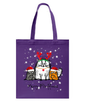 Load image into Gallery viewer, Merry Fluffmas Cute Cats Gift For Cat Lovers Basketweave Tote Bag