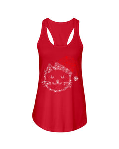 Cute Cat Face Christmas Gift For Cat Lovers T-Shirt Ladies Flowy Tank