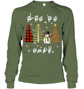 Let It Snow Christmas Snowman Asl Gift Tee Unisex Long Sleeve