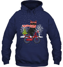 Load image into Gallery viewer, Winter Cat Riding Bicycle Christmas Gift T-Shirt Hoodie