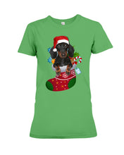 Load image into Gallery viewer, Dachshund In A Sock Christmas Cute Gift For Dachshunds Lovers Ladies Tee