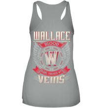 Load image into Gallery viewer, Wallace Blood Runs Through Veins Black Quote Name T-Shirt Ladies Flowy Tank
