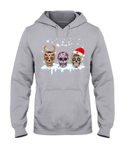 Load image into Gallery viewer, Merry Christmas Three Skulls Christmas T-Shirt Gift Hoodie
