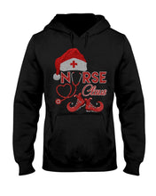 Load image into Gallery viewer, Merry Christmas Nurse Claus Black T-Shirt Hoodie