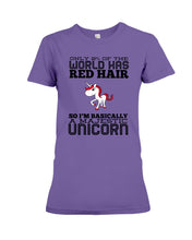 Load image into Gallery viewer, Redhead Unicorn Gift For Fans Funny T-Shirt Ladies Tee
