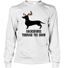 Load image into Gallery viewer, Dachshund Reindeer Through The Snow Christmas Gift Shirt Unisex Long Sleeve
