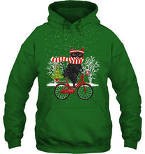 Load image into Gallery viewer, Winter Cat Riding Bicycle Christmas Gift T-Shirt Hoodie