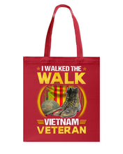 Load image into Gallery viewer, Walked The Walk Vietnam Veteran T-Shirt Basketweave Tote Bag