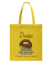 Load image into Gallery viewer, Denise A Mouth She Can't Control Quote T-Shirt Basketweave Tote Bag