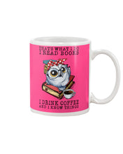 Load image into Gallery viewer, Cute Owl Read Books And Drink Coffee Funny T-Shirt Mug
