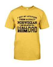 Load image into Gallery viewer, Attitude From Crazy Norwegian Dad Norway Love T-Shirt For Dad Guys Tee