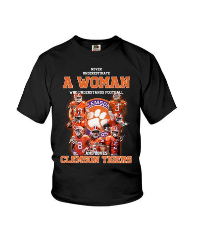 A Woman Loves Clemson Tigers Gift For Fans T-Shirt Youth Tee