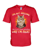 Load image into Gallery viewer, Cat Lovers T-Shirt Not Arguing Just Explaining Guys V-Neck