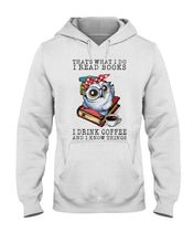 Load image into Gallery viewer, Cute Owl Read Books And Drink Coffee Funny T-Shirt Hoodie
