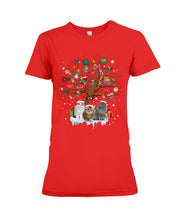 Load image into Gallery viewer, Christmas Tree Cat Lovers Cute Funny T-Shirt Ladies Tee