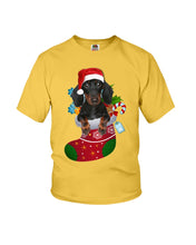 Load image into Gallery viewer, Dachshund In A Sock Christmas Cute Gift For Dachshunds Lovers Youth Tee