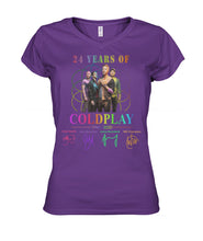 Load image into Gallery viewer, 24 Years Of Coldplay Black T-Shirt Ladies V-Neck