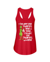 Load image into Gallery viewer, Grinch Funny Quote Don't Like Diabetes Christmas Tee Ladies Flowy Tank