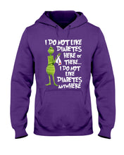 Load image into Gallery viewer, Grinch Funny Quote Don't Like Diabetes Christmas Tee Hoodie
