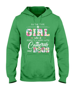 A Girl Who Is Happy With Cameras And Dogs Gift For Dog Lovers T-Shirt Hoodie