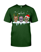Load image into Gallery viewer, Merry Christmas Three Skulls Christmas T-Shirt Gift Guys Tee