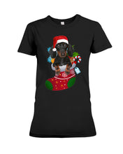 Load image into Gallery viewer, Dachshund In A Sock Christmas Cute Gift For Dachshunds Lovers Ladies Tee