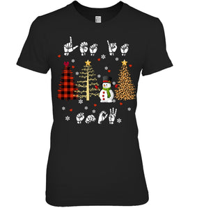 Let It Snow Christmas Snowman Asl Gift Tee Ladies Tee