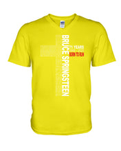 Load image into Gallery viewer, 71 Years Born To Run Bruce Springteen Black T-Shirt Guys V-Neck