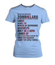 Load image into Gallery viewer, Zombieland Rules For Surviving Quote T-Shirt Ladies Tee