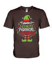 Load image into Gallery viewer, Santa's Favorite Physical Therapist Black T-Shirt Guys V-Neck