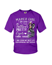 Load image into Gallery viewer, Tattoos Pretty Eyes Gift For March Girl T-Shirt Youth Tee
