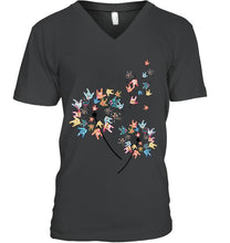 Load image into Gallery viewer, Sign Language - Dandelion Custom T-Shirt Guys V-Neck