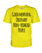 Load image into Gallery viewer, Redhead Good Morning White Mug Guys V-Neck
