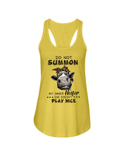 Load image into Gallery viewer, My Inner Heifer Doesn&#39;t Play Nice Funny Quote T-Shirt Ladies Flowy Tank