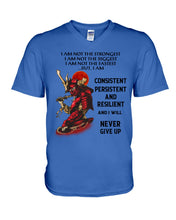 Load image into Gallery viewer, Samurai Consistent Persistent Resilient Quote T-Shirt Guys V-Neck