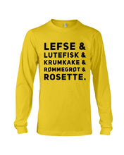 Load image into Gallery viewer, Lefse Lutefisk Krumkake Quote T-Shirt Gift Unisex Long Sleeve