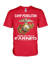 Load image into Gallery viewer, Camp Pendleton Earned Black T-Shirt Guys V-Neck