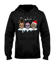 Load image into Gallery viewer, Merry Christmas Three Skulls Christmas T-Shirt Gift Hoodie