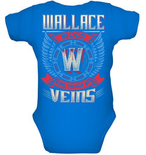 Load image into Gallery viewer, Wallace Blood Runs Through Veins Black Quote Name T-Shirt Baby Onesie