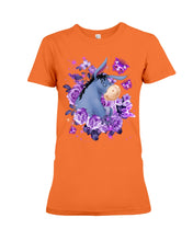 Load image into Gallery viewer, Donkey Loves Purple Flowers Custom T-Shirt Ladies Tee