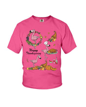 Load image into Gallery viewer, Flamingo Happy Thanksgiving Youth Tee