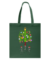 Load image into Gallery viewer, Merry Christmas Funny Dancing Skeleton Basketweave Tote Bag