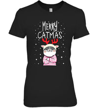 Load image into Gallery viewer, Funny Merry Catmas Christmas Gift Shirt Ladies Tee