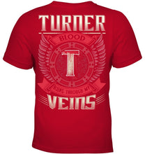 Load image into Gallery viewer, Turner Blood Runs Through Veins Black Quote Name T-Shirt Youth Tee