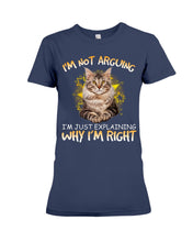 Load image into Gallery viewer, Cat Lovers T-Shirt Not Arguing Just Explaining Ladies Tee