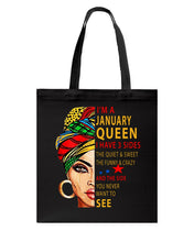 Load image into Gallery viewer, January Queen 3 Sides Horoscopes T-Shirt Basketweave Tote Bag